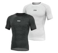 FDX sous-vêtement Technique Cool Mesh Manches Courtes, été, ultraléger, Respirant et Anti-odeurs, idéal pour vélo, Course, Fitness, entraînement et randonnéePack of 2, Black+White, M