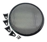 FDXGYH Lot de 2 grilles de haut-parleur en maille métallique de 25,4 cm pour caisson de basses avec vis de montage pour haut-parleur audio domestique et de voiture Noir