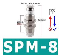 FDYZCIYI Pneumatic Check Valve 6mm 8mm 10mm 1/4 3/8 1/2 One Way Non Return Valve Air Single Way Brass Valve Air Pipe Fitting Adapter(SPM-8)