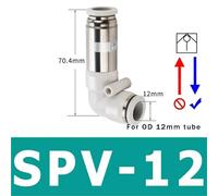 FDYZCIYI Pneumatic Check Valve 6mm 8mm 10mm 1/4 3/8 1/2 One Way Non Return Valve Air Single Way Brass Valve Air Pipe Fitting Adapter(SPV-12)