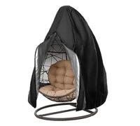 FDzkrtvm Housse pour Fauteuil « Egg » de Jardin, Housse de balançoire à œufs Suspendue Noire, 190x115cm, avec Fermeture éclair, en Osier, for l'extérieur