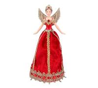 Fe de luxe en tissu rouge et or et rsine pour sommet de sapin