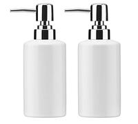 FE Soap Dispenser, 300ml/10oz Ceramic Liquid Soap Pump Dispenser, Refillable Dish Soap Dispenser for Kitchen Bathroom Washroom (White, 2 Pack)