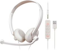 FEABASK Casque avec microphone pour PC - Casque d'ordinateur filaire USB avec microphone pour le travail, la maison, le bureau, centre d'appel n ligne