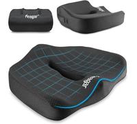 Feagar Coussin de Chaises en Mousse à Mémoire - Coussin Coccyx Ergonomique pour Siège Voiture Auto Conducteur Fauteil Bureau Fauteuil Roulant,Coussin Sciatique,Coussin d Assise,Noir