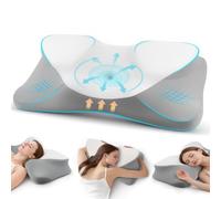 Feagar Oreiller Ergonomique Cervical en Mousse à Mémoire de Forme - Coussin Orthopédique pour Dormeurs sur Le Côté, Le Dos et Le Ventre, Housse Respirante et Lavable, 66 x 36 x 11,5/9,5 cm, Gris