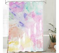 Feagar Rideau de Douche 200x200 cm, Rideau de Douche Tissu Lavable en Polyester, Rideau Douche Anti Moisissure, Motif Aquarelle Bleue, avec 12 Anneaux