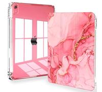 Feams Étui Fin et léger à Trois Volets pour iPad 10,9" 10,9" avec Porte-Crayon et Mise en Veille/réveil Automatique pour iPad 10e génération 2022, marbre Rose