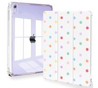 Feams Étui pour iPad mini 7 A17 Pro 2024, fin et léger à trois volets, pour iPad mini A17 Pro 2024, coque arrière transparente avec porte-crayon et mise en veille automatique, pois colorés