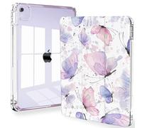 Feams Feams Étui pour iPad Air 13" M2 2024, Feams Slim iPad Pro 12,9" 6e/5e/4e génération 2022/2021/2020 - Coque arrière transparente avec mise en veille automatique et porte-crayon - Papillons