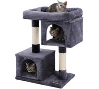 Feandrea Arbre à Chat, Tour de Jeux 84 cm, L, Maison pour Chats Jusqu’à 7 kg, Grande Plate-Forme, 2 Niches, Griffoir, Gris Foncé PCT61G