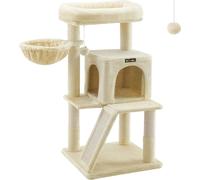 FEANDREA Arbre à chat, arbre à chat avec grande plateforme, beige