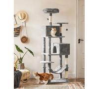 FEANDREA Arbre à chat, arbre à chat avec peluche douce, gris clair PCT191W01