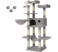 FEANDREA Arbre à chat, arbre à chat XXL, 164 cm, gris clair