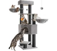 Feandrea Arbre à Chat Grand et Stable avec Tapis Chaud, Auto-toiletteurs, Poteaux à Griffer, Niche, Hamacs, Plateformes, Corde en Sisal, 50 x 50 x 160 cm, Gris Tourterelle et Noir PCT003W01
