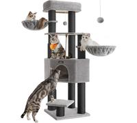 Feandrea Arbre à chat grand et stable - Tapis confortable, auto-toiletteurs, poteaux à griffer, niche, hamacs, plateformes, corde en sisal, 50 x 50 x 160 cm - Gris tourterelle et noir