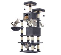 FEANDREA Arbre à Chat, Grande Tour de Jeux, Hauteur 168cm, 13 Griffoirs, 1 Planche à Griffer, 2Plate-Forme, 2Niches, Gris foncé