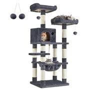 FEANDREA Arbre à Chat Hauteur 143 cm, Tour avec 2 perches, Gris foncé PCT15GYZ