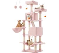 Feandrea Arbre à chat Large 168 cm de haut L Arbre à chat avec 13 griffoirs, 2 plates-formes, 2 tanières, panier, hamac, boules en peluche