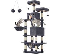 Feandrea Arbre à chat Large 168 cm de haut L Arbre à chat avec 13 griffoirs, 2 plates-formes, 2 tanières, panier, hamac, boules en peluche