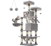 Feandrea Arbre à chat Large 168 cm de haut L Arbre à chat avec 13 griffoirs, 2 plates-formes, 2 tanières, panier, hamac, boules en peluche