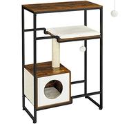 Feandrea Arbre à Chat, Maison, Niche, Gain de Place | Marron Rustique, Collection ISLAND PCT112X01V1