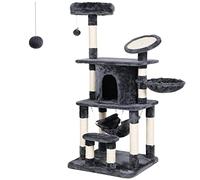 Feandrea Arbre à Chat, Multiniveaux, Rond en Sisal avec Rebord, Tronc pour aiguiser Les Griffes, Niche Luxueuse, pour Chats, Salle de Jeux, Gris PCT25G