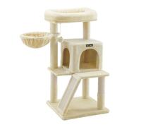 FEANDREA Arbre à Chat, Tour avec Haute de 96 cm, Plate-Forme d'observation, Beige