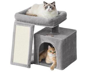 Feandrea Arbre à Chat, Tour de Jeu pour Chats, Condo avec Rampe à Griffer, Grande Plateforme Supérieure, Niche, Hauteur 44,6 cm, Gris Tourterelle PCT010GD01