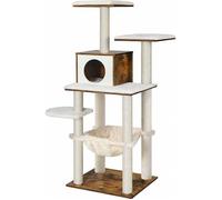 Arbre À Chat, Tour De Jeux De 138 Cm, Pour Chats Domestiques, Meuble Pour Chat, Marron Rustique