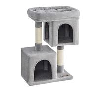 Feandrea Arbre à Chat, Tour de Jeux 74 cm, M, Maison pour Chats Jusqu’à 5 kg, Grande Plate-Forme, 2 Niches, Griffoir, Gris Clair PCT612W01