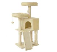 FEANDREA Arbre à Chat Tour Poteaux à Gratter 115 cm Beige