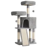 Feandrea Arbre à Chat, Tour poteaux à gratter 115 cm, Gris Clair PCT141W01 | Arbre à Chat, Gris tourterelle, Collection Clawfy PCT141W01
