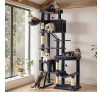 Feandrea Arbre à Chat XXL, 6 Niveaux, Poteaux Sisal, 105 x 45 x 202 cm | Base Double, Griffoir, Multi-Chats, Gris Foncé, Collection CLAWFY PCT020G201