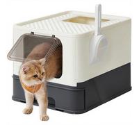 Feandrea Bac à litière avec couvercle - Beige/Noir