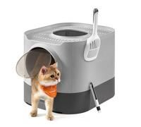 Bac À Litière, Xxl, Avec Couvercle, Plateau Amovible, Pelle, Brosse, Moins De Traces, Fond Anti-Fuite, Gris Tourterelle Et Gris Ardoise