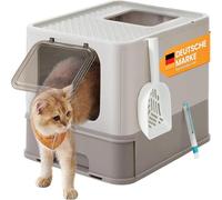 Feandrea Bac à litière avec couvercle, pour chats jusqu'à 15 kg - Gris