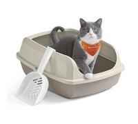 Feandrea Bac à Litière pour Chat, Parois Hautes, XL, Ouvert sur Le Dessus, avec Pelle, pour Chatons et Grands Chats, Beige Cappuccino PPT009LH01