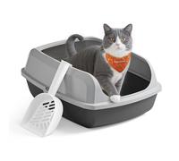 Feandrea Bac à Litière pour Chat, Parois Hautes, XL, Ouvert sur Le Dessus, avec Pelle, pour Chatons et Grands Chats, Gris Ardoise PPT009GN01