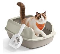 Feandrea Bac à Litière pour Chat, Parois Hautes, XXL, Ouvert sur Le Dessus, avec Pelle, pour Chatons et Grands Chats, Beige Cappuccino PPT010LH01