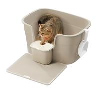 Feandrea Bac à Litière pour Foyers Multi-Chats, Litière Extra Large avec Paroi Latérale, avec Un Tapis de Litière, Boîte de Rangement, Pelle, pour Grand Chat, Beige Cappuccino PPT003K01