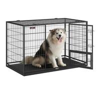 Feandrea Cage pour Chien Lourd, 139 x 79 x 87 cm, pour Grands Chiens, Anti-évasion, Double Porte Amovible, XXXL, Noir d'encre PPD004B01