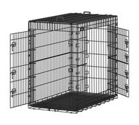 Cage pour Chien Pliable avec 2 Portes, Plateau Amovible, 122 x 74 x 114 cm, Taille XXL, Haute, Noir