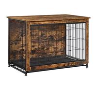 Feandrea Cage pour Chiens, Table d’Appoint, Niche Moderne pour Chiens Jusqu’à 32 kg, Cage pour Chiots, Plateau Amovible, Maisonnette pour Animaux, 2 Portes, Marron Rustique PFC003X01