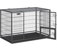 FEANDREA Cage transportable avec double portes amovibles pour chiens moyens et grands noir - Taille XXL 122 x 75,5 x 80,5 cm