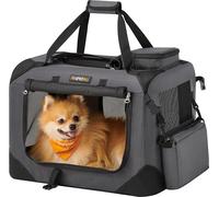 Feandrea Caisse pliante pour chien, caisse de transport pour chien, S, sac pour chien, tissu Oxford, filet, respirant, portable, cadre métallique, avec poignées, poches