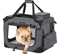 Feandrea Caisse pliante pour chiens, caisse de transport pour chiens, M, sac pour chiens, tissu Oxford, filet, respirant, portable, cadre métallique, avec poignées, poches