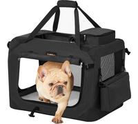 Feandrea Caisse pliante pour chiens, caisse de transport pour chiens, M, sac pour chiens, tissu Oxford, mesh, respirant, portable, cadre métallique, avec poignées, poches