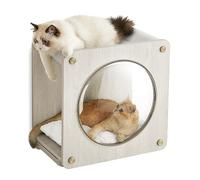 Feandrea Collection Clickat - N°010 Niche pour Chat, Montage Hyper Rapide, Extensibilité Illimitée, Module et Tapis Remplaçables, Maison Murale avec Hamac, Fenêtre d'Observation