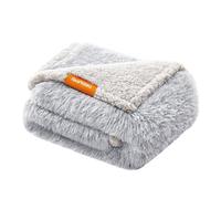 Feandrea Couverture Chien Hydrofuge, Longue Couverture en Peluche pour Chiens Miniatures et Petits, Chats, 102 x 73 cm, M, Polaire Sherpa, Réversible, Protection pour Canapé, Gris Ombré PPB004G01